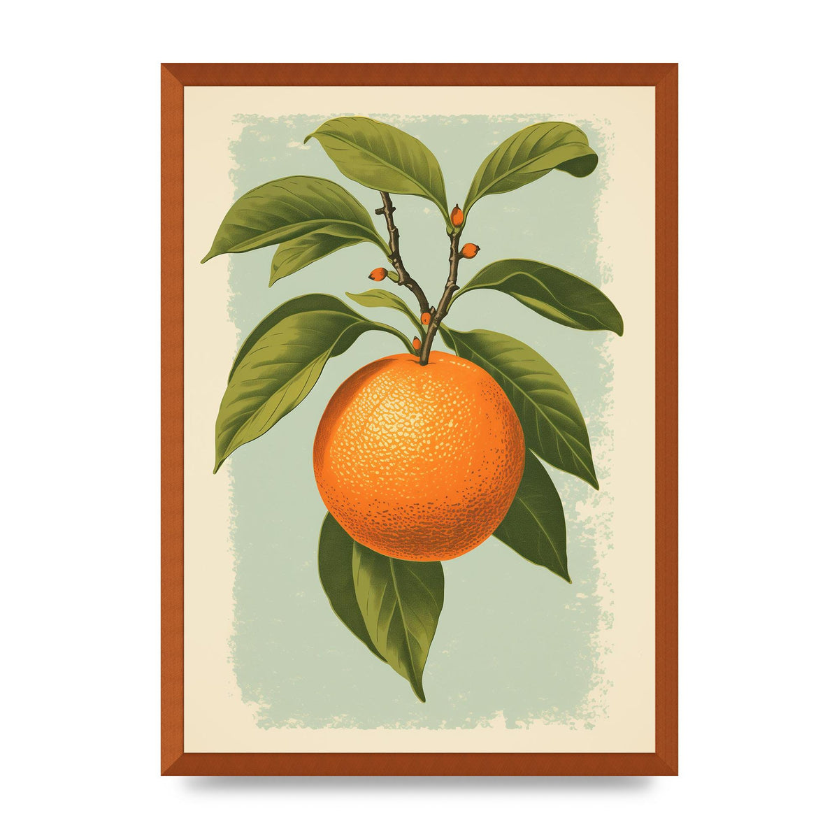 Minimalistic Woodblock Style Orange