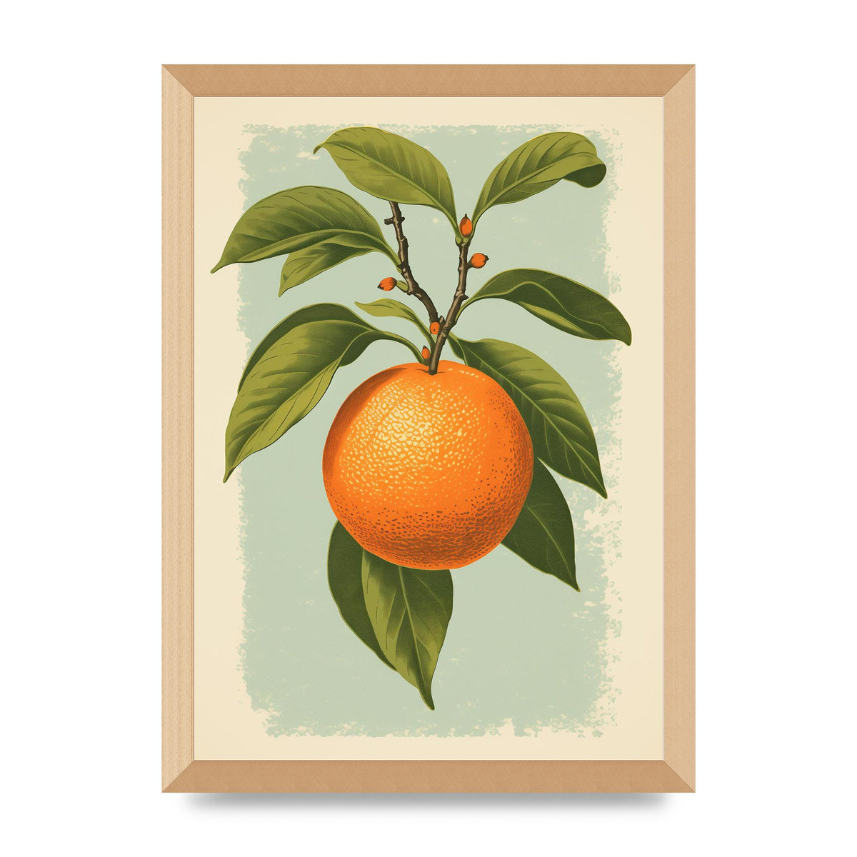 Minimalistic Woodblock Style Orange