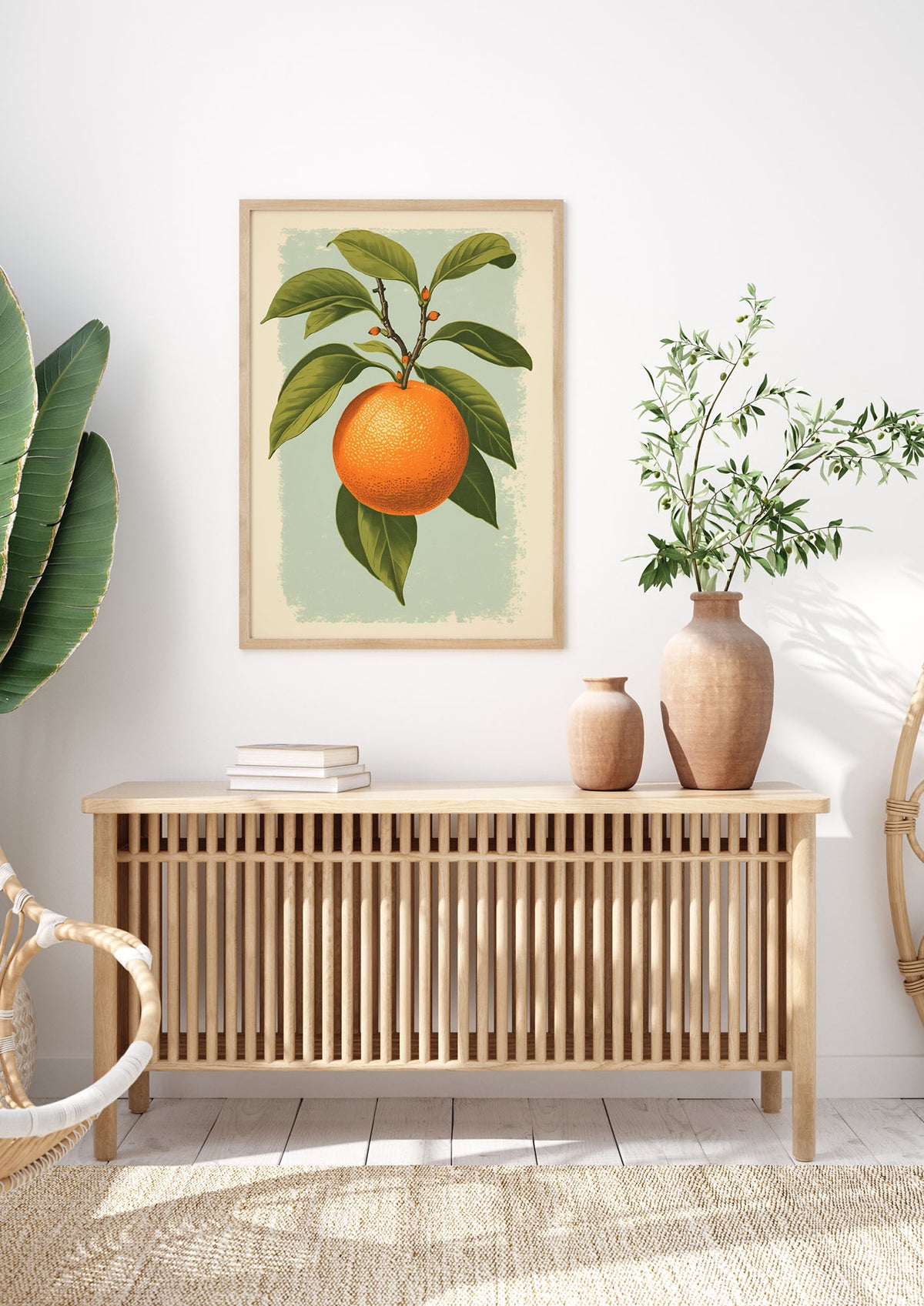 Minimalistic Woodblock Style Orange