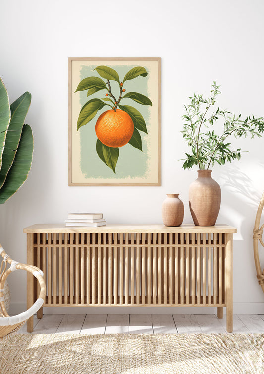 Minimalistic Woodblock Style Orange