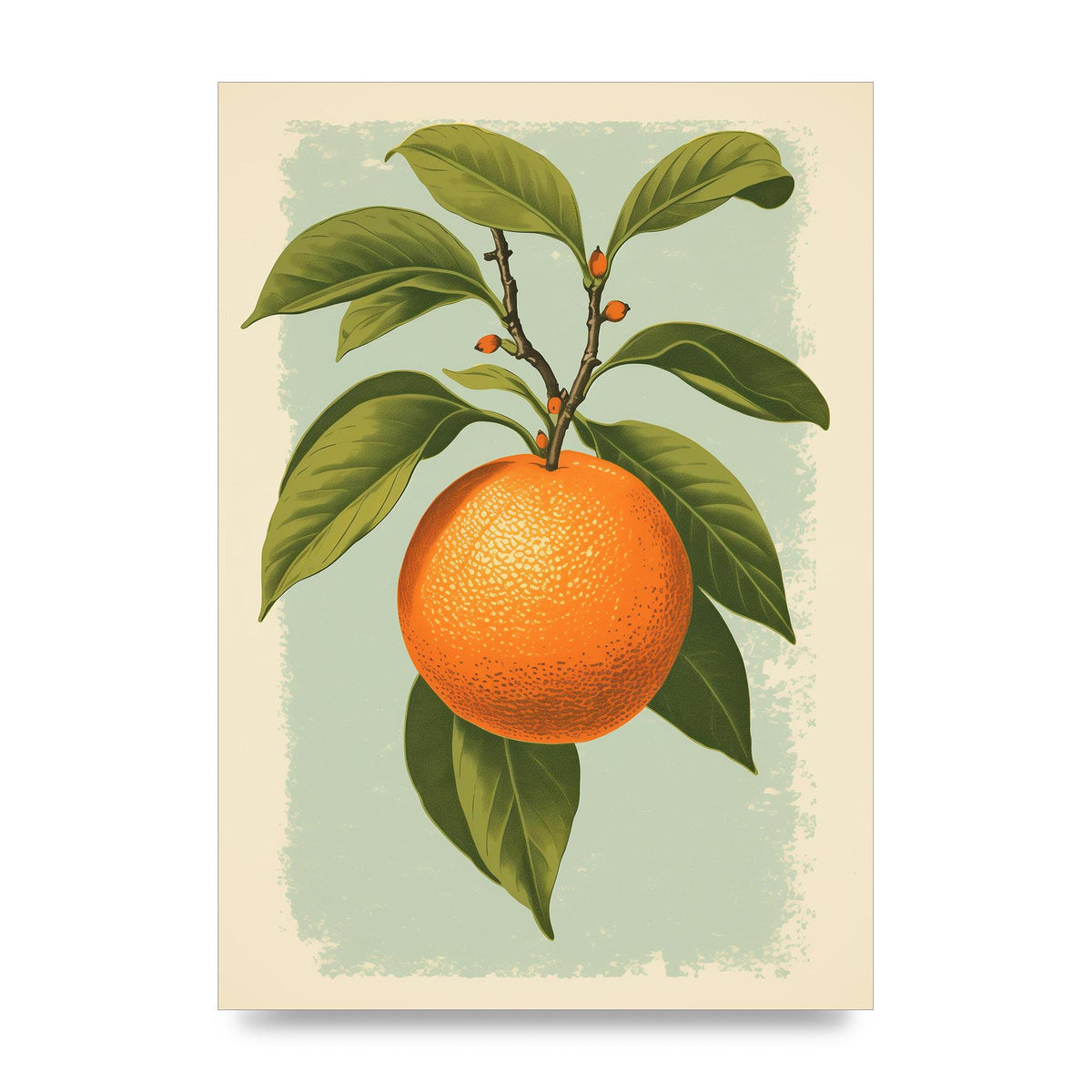 Minimalistic Woodblock Style Orange