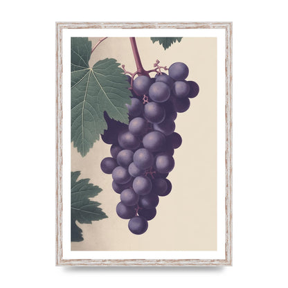 Monochromatic Grapes Woodblock Art