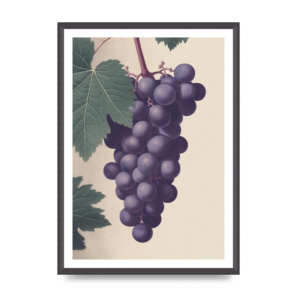 Monochromatic Grapes Woodblock Art