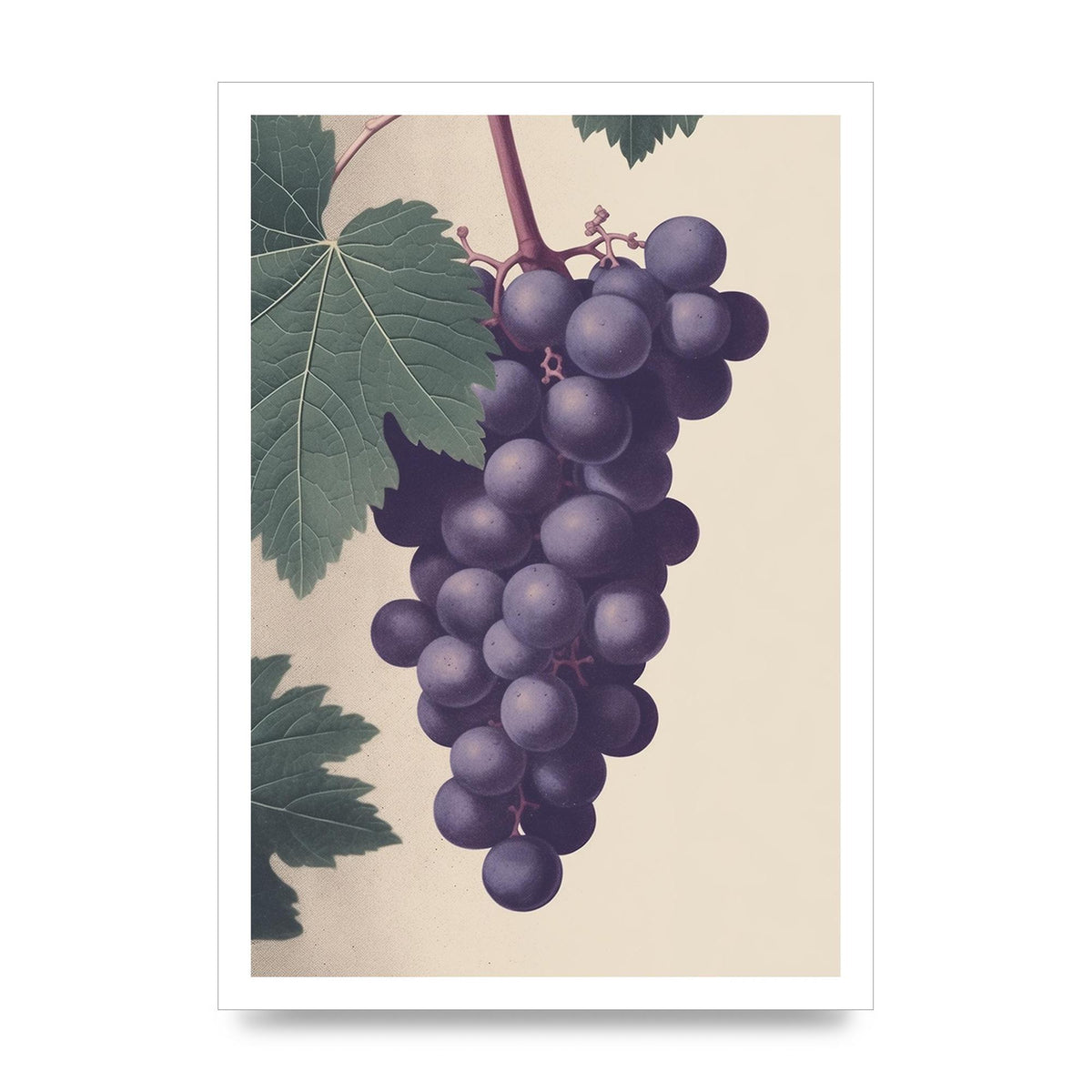 Monochromatic Grapes Woodblock Art