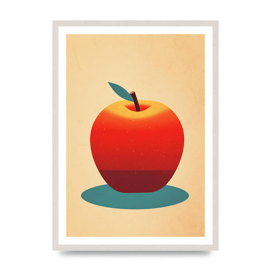 Minimalist Apple Woodblock Print