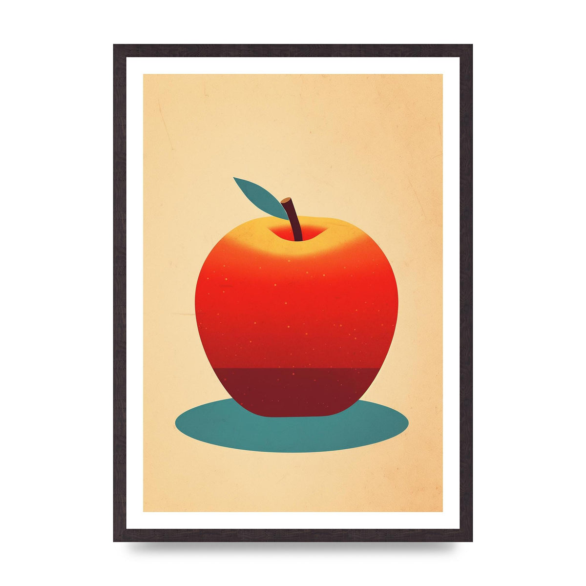 Minimalist Apple Woodblock Print