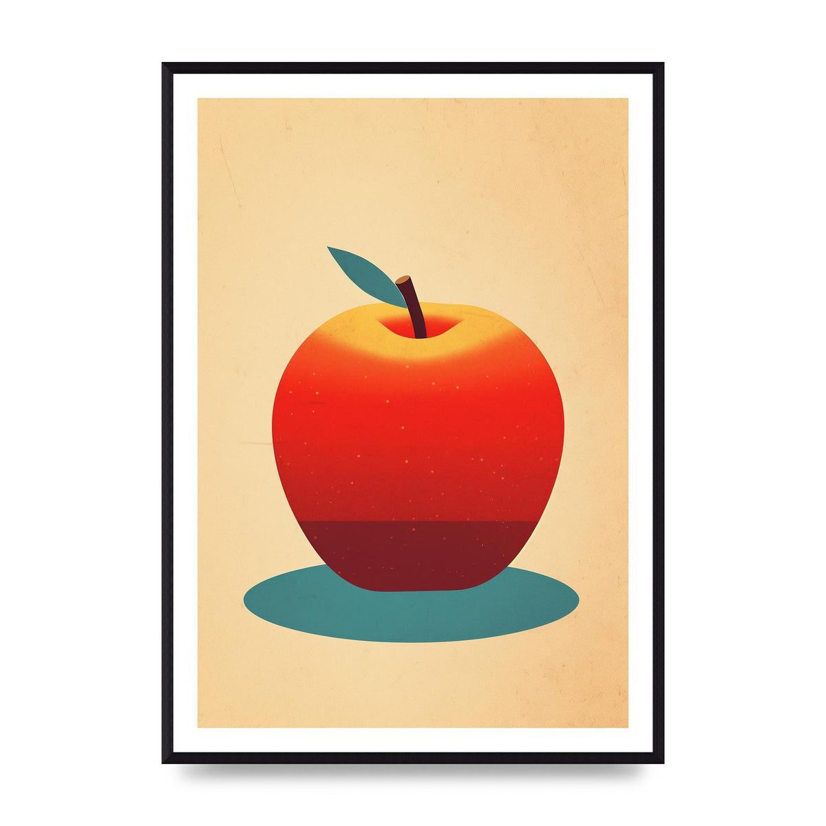 Minimalist Apple Woodblock Print