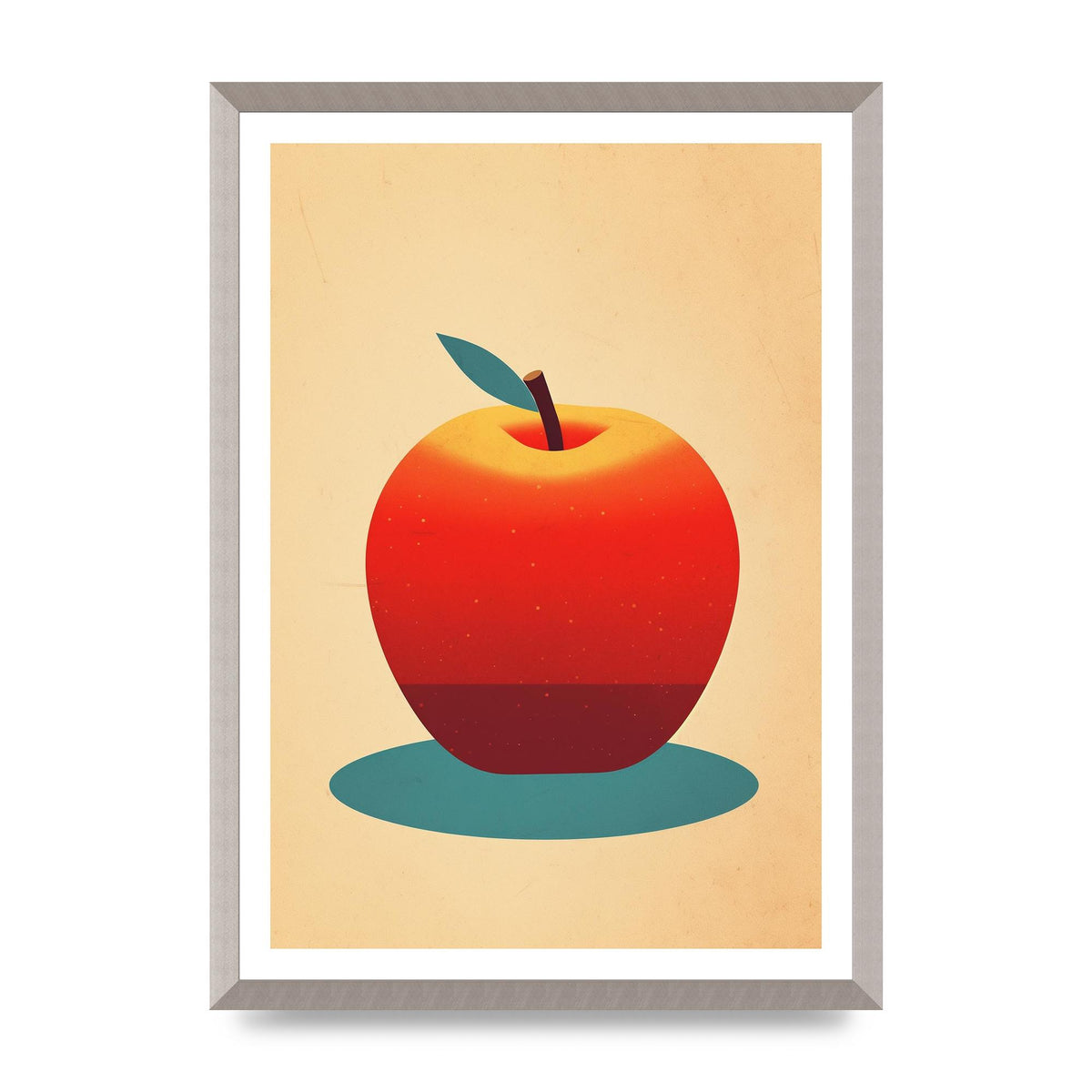 Minimalist Apple Woodblock Print
