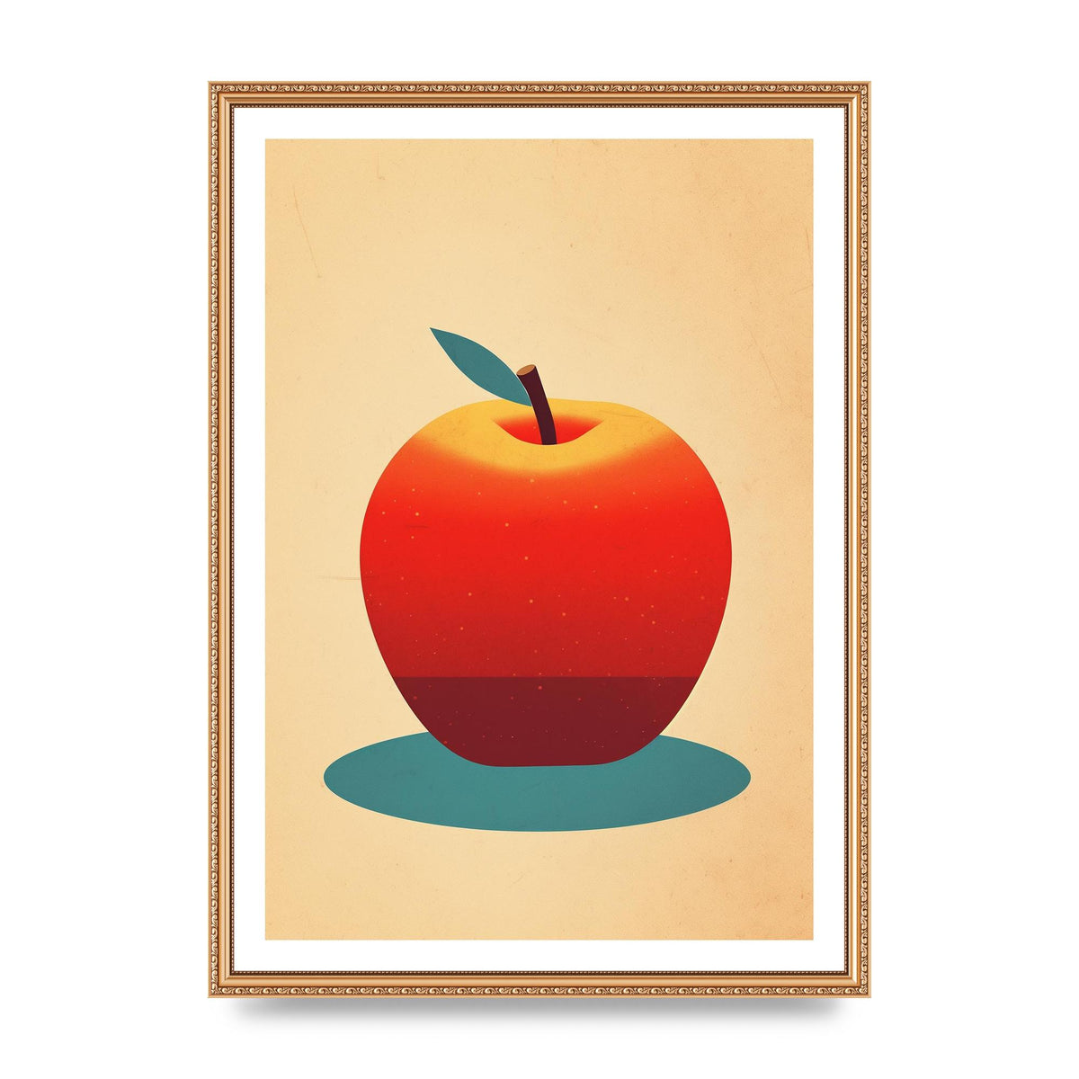 Minimalist Apple Woodblock Print