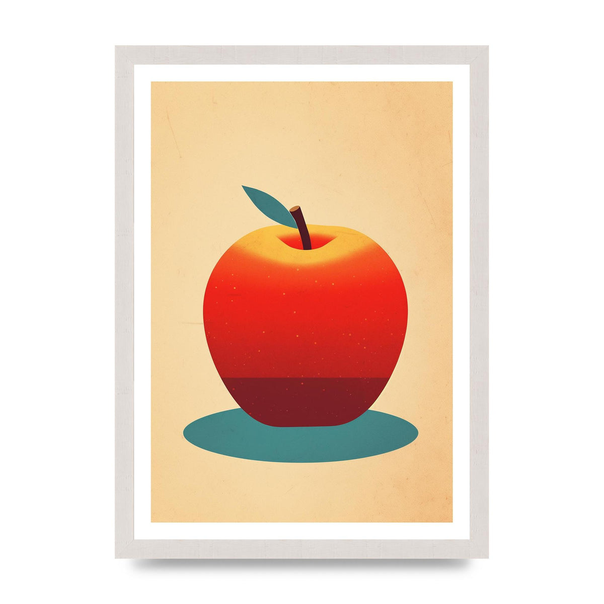 Minimalist Apple Woodblock Print