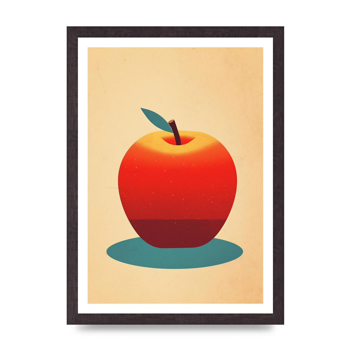 Minimalist Apple Woodblock Print
