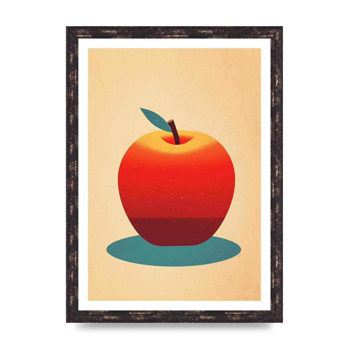 Minimalist Apple Woodblock Print