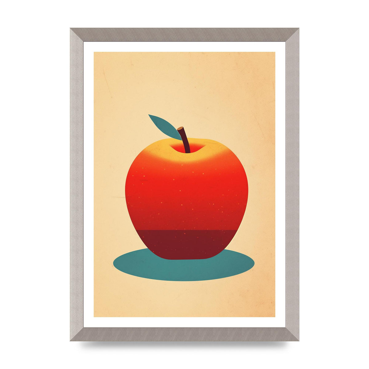 Minimalist Apple Woodblock Print