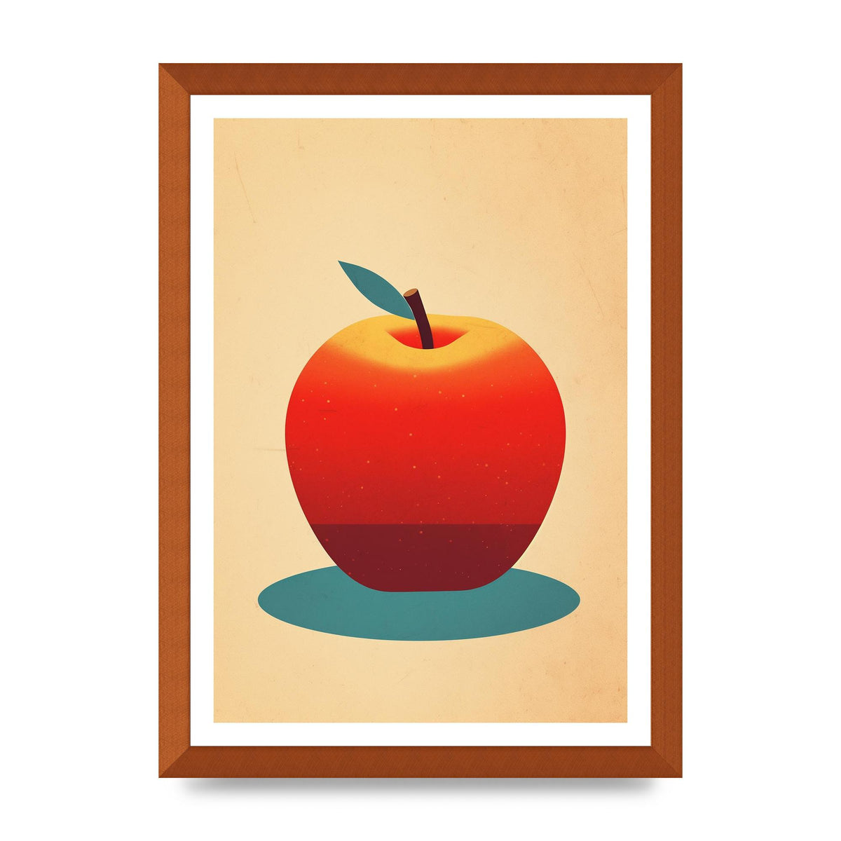 Minimalist Apple Woodblock Print
