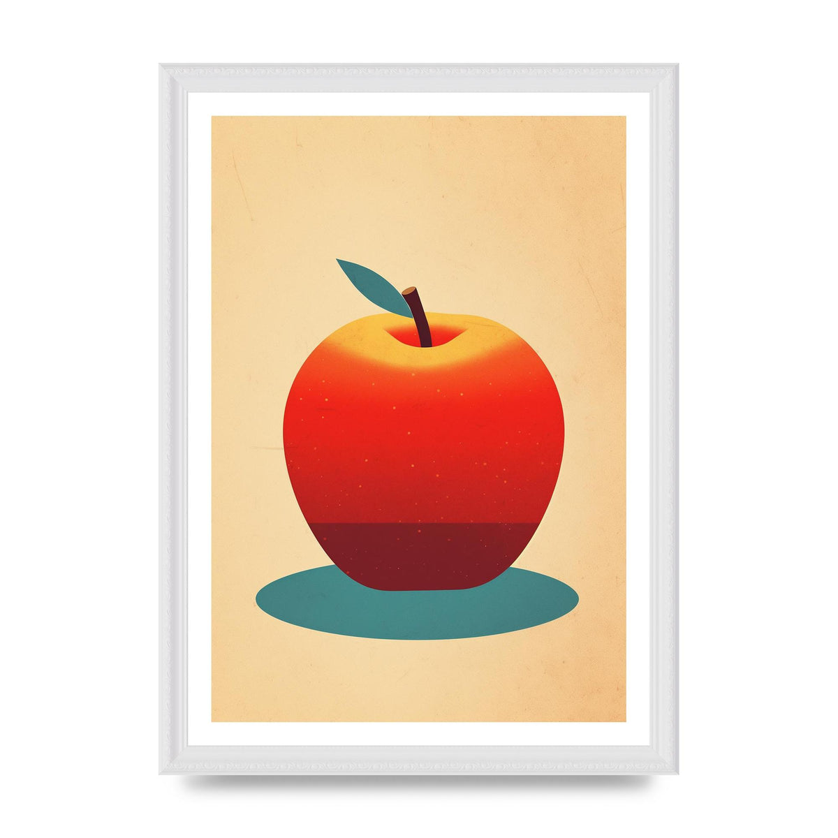 Minimalist Apple Woodblock Print
