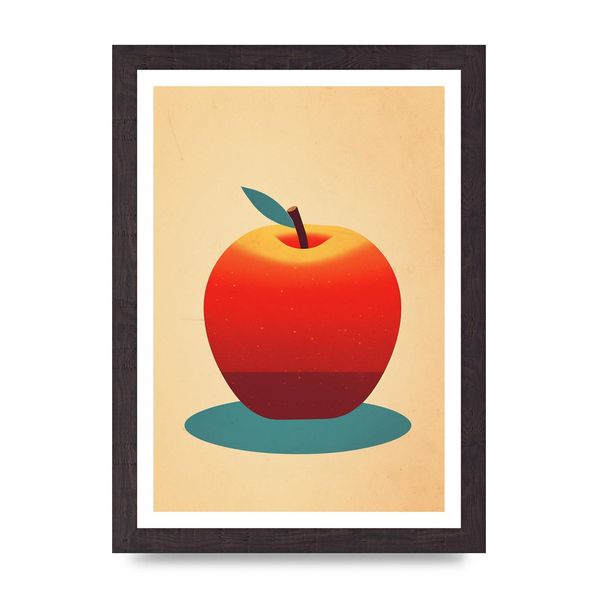 Minimalist Apple Woodblock Print