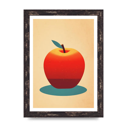 Minimalist Apple Woodblock Print