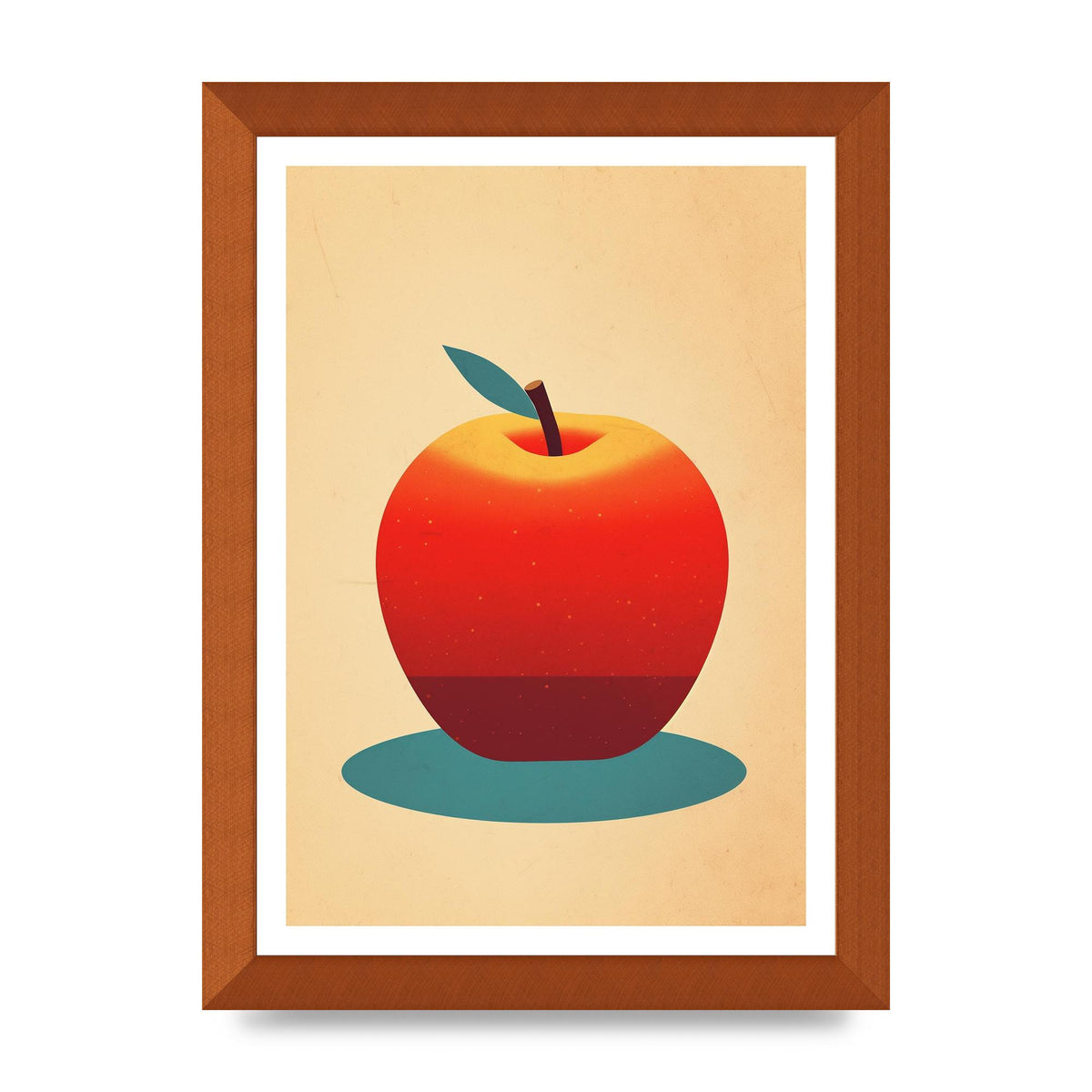 Minimalist Apple Woodblock Print