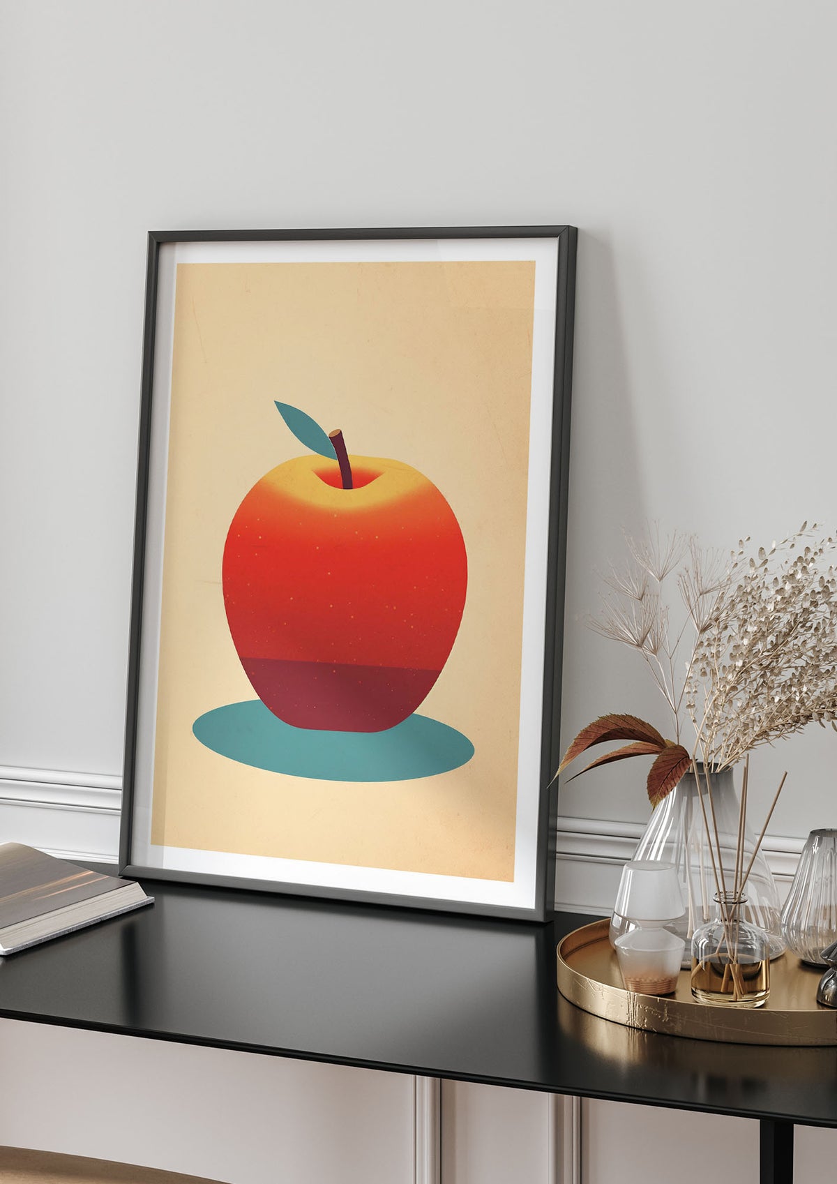 Minimalist Apple Woodblock Print