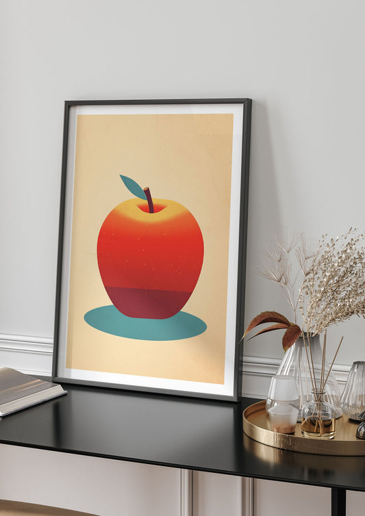 Minimalist Apple Woodblock Print