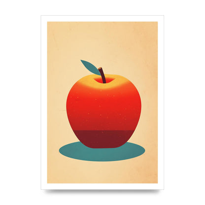 Minimalist Apple Woodblock Print