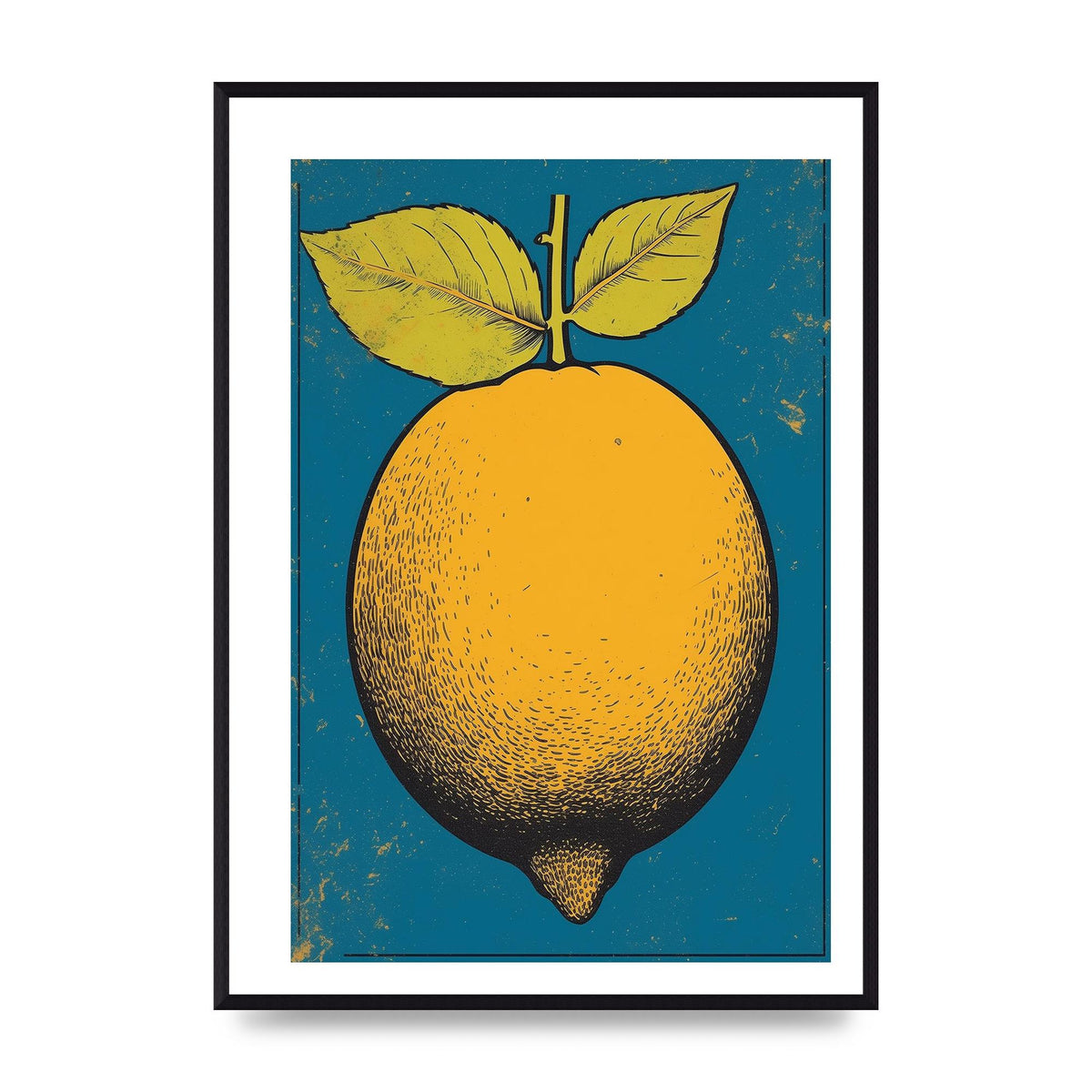 Graphic Lemon Woodblock Artwork