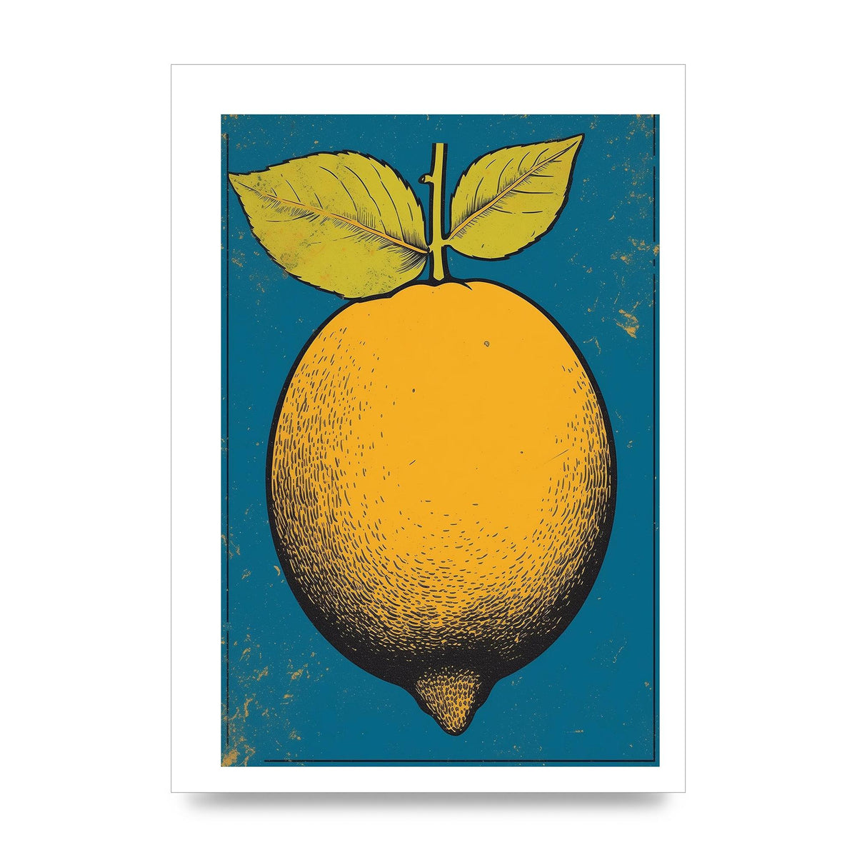 Graphic Lemon Woodblock Artwork