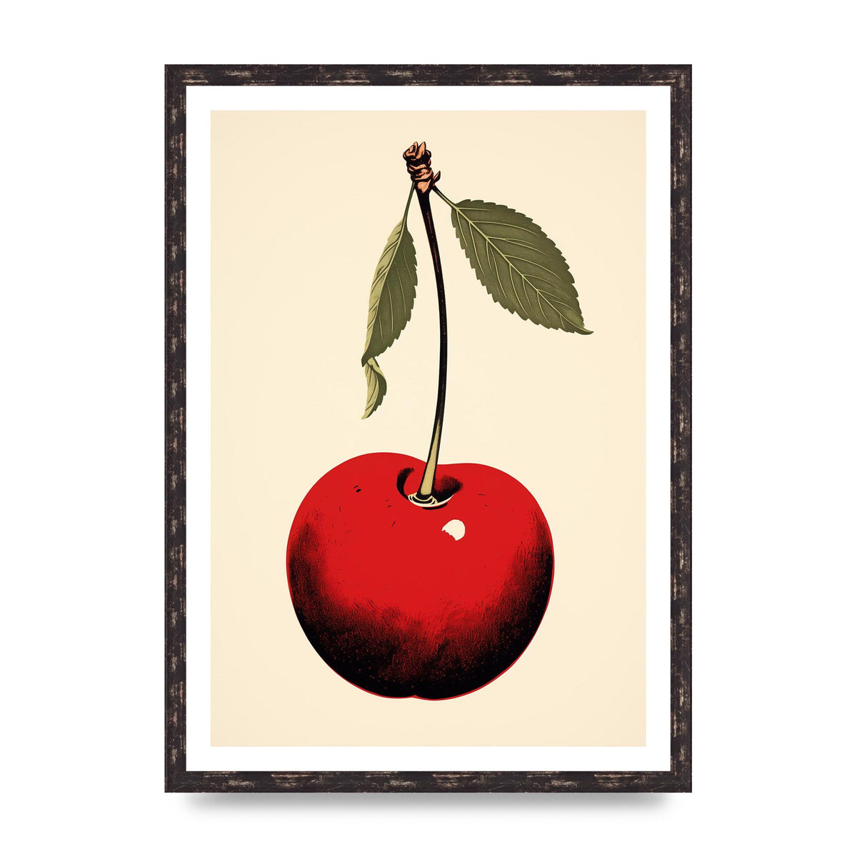 Minimalistic Cherry Woodblock Print