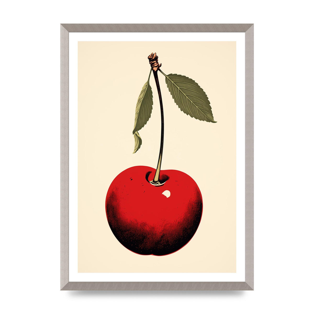Minimalistic Cherry Woodblock Print