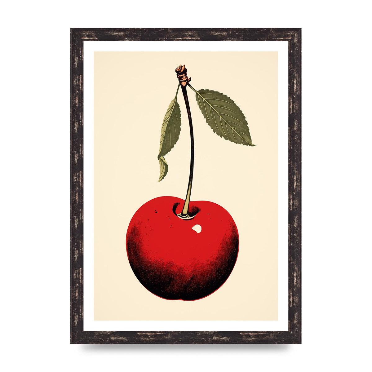 Minimalistic Cherry Woodblock Print