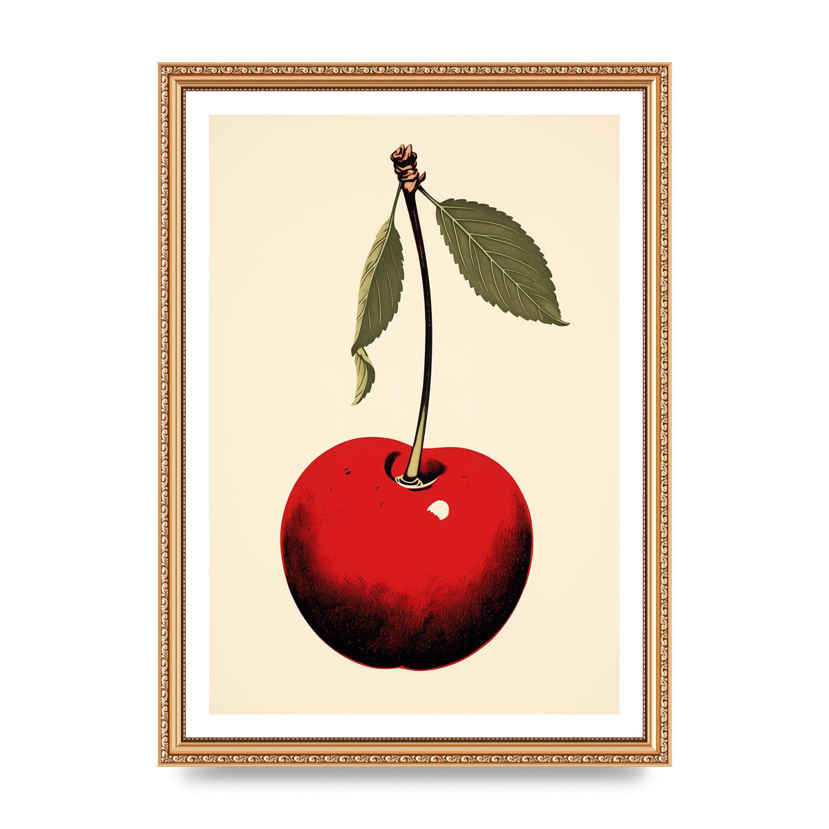 Minimalistic Cherry Woodblock Print