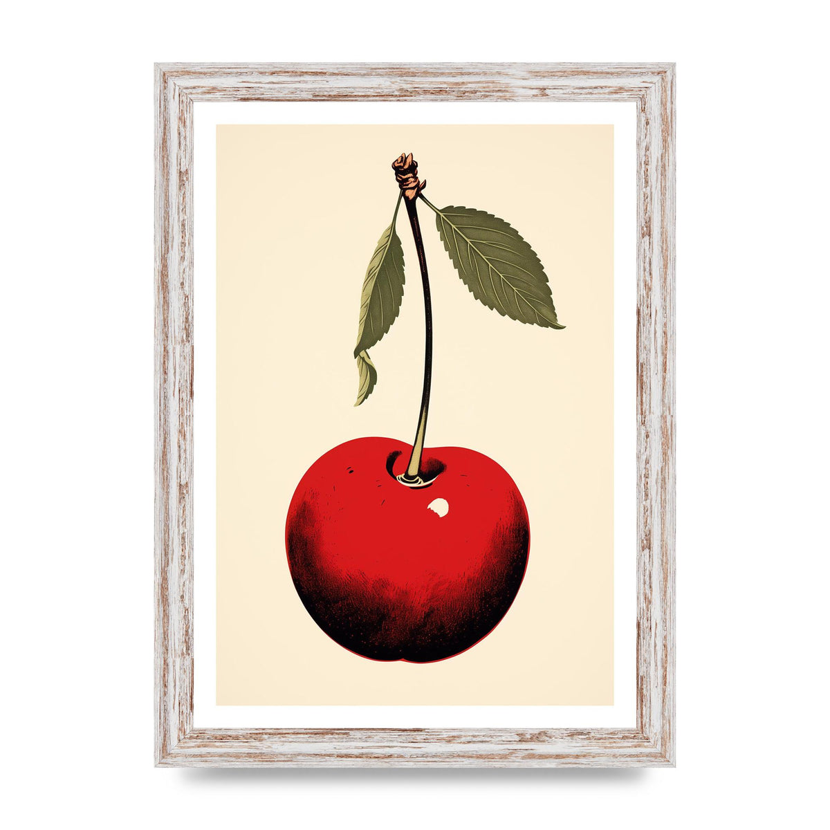 Minimalistic Cherry Woodblock Print