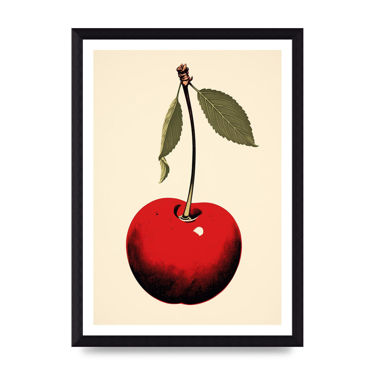Minimalistic Cherry Woodblock Print