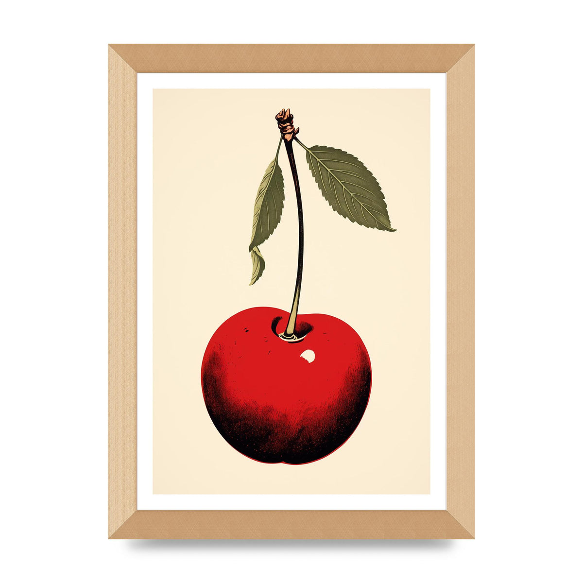 Minimalistic Cherry Woodblock Print
