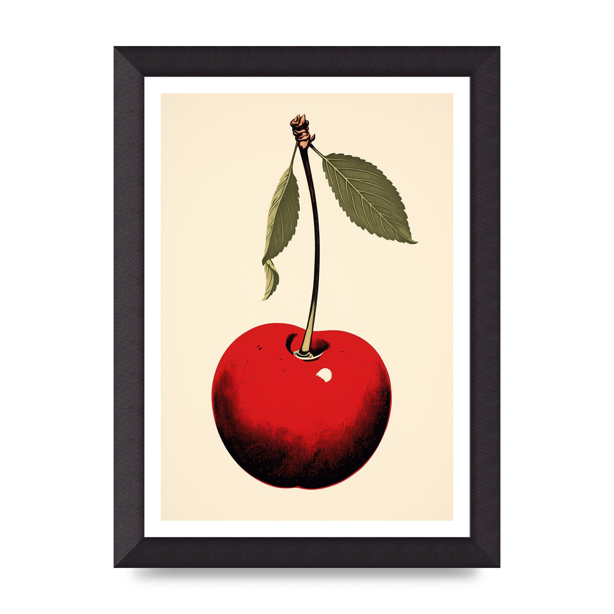 Minimalistic Cherry Woodblock Print