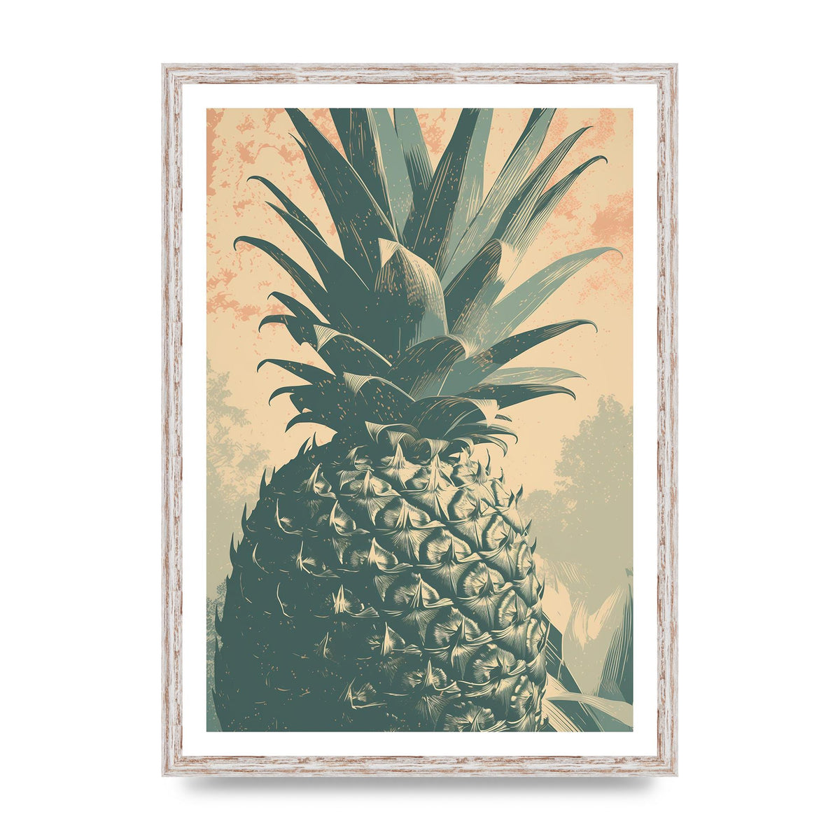 Pineapple Risograph with Woodblock Patterns