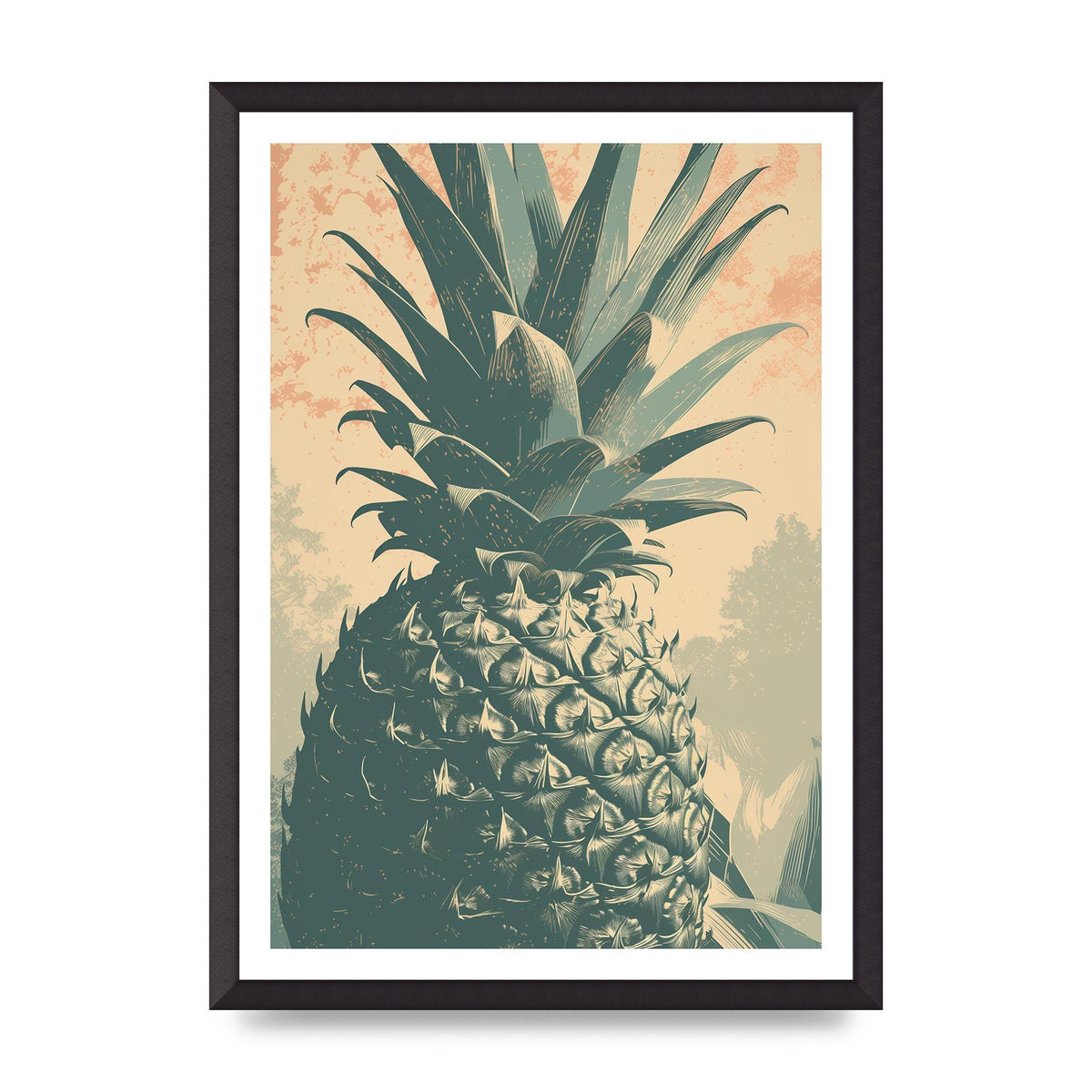 Pineapple Risograph with Woodblock Patterns