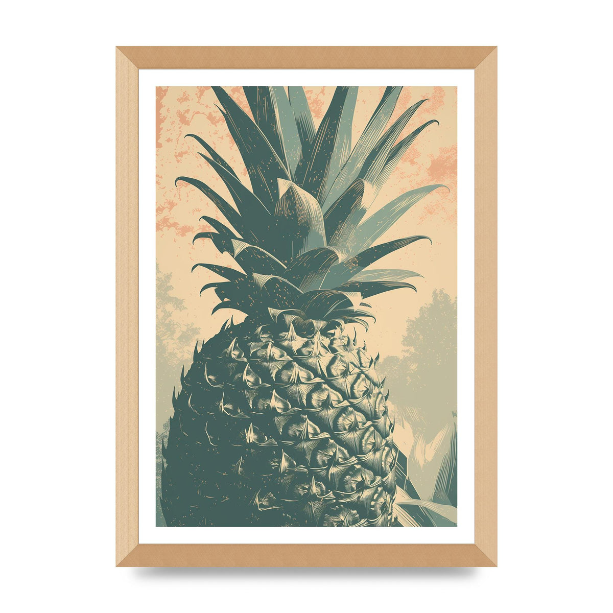 Pineapple Risograph with Woodblock Patterns