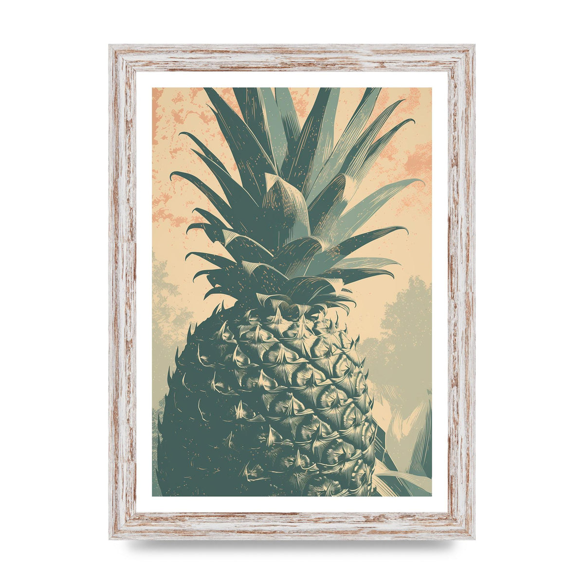 Pineapple Risograph with Woodblock Patterns