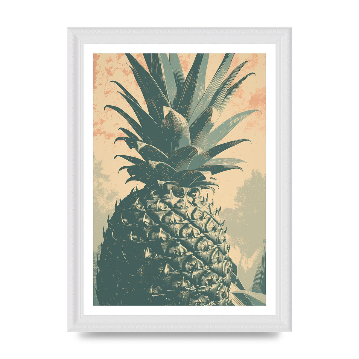 Pineapple Risograph with Woodblock Patterns