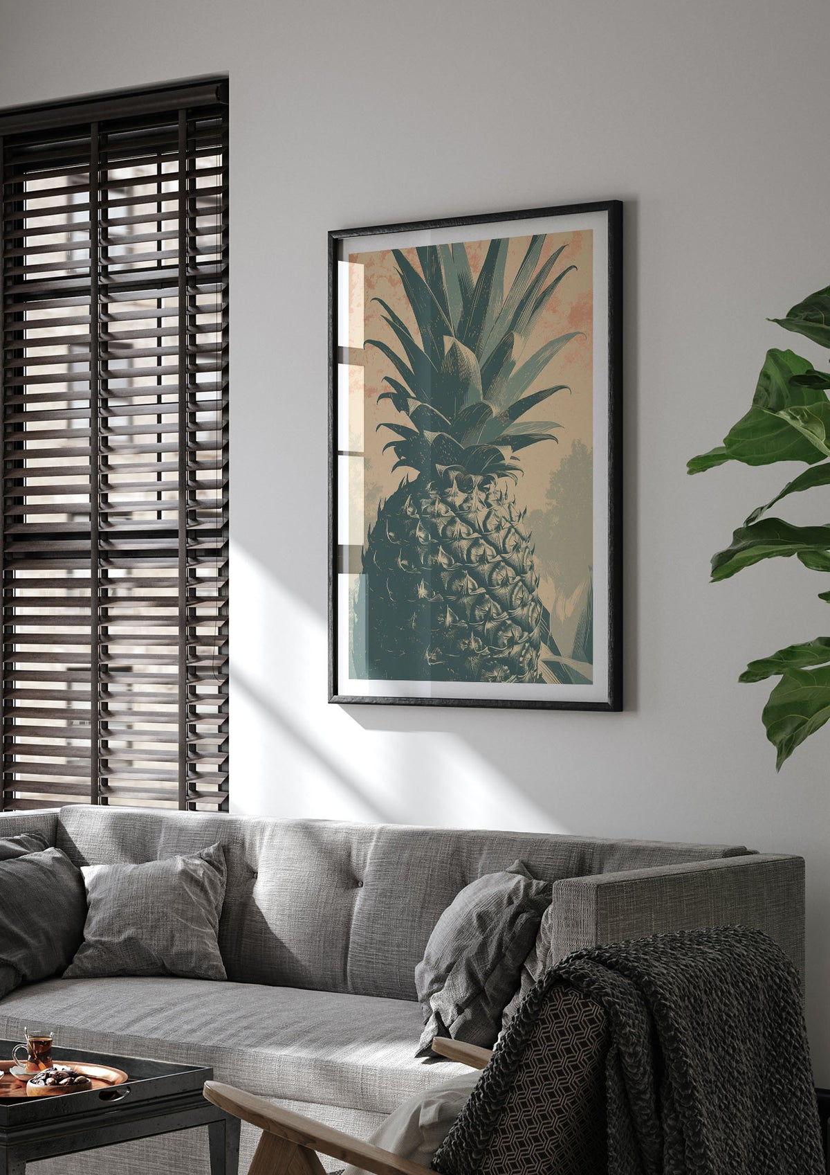 Pineapple Risograph with Woodblock Patterns