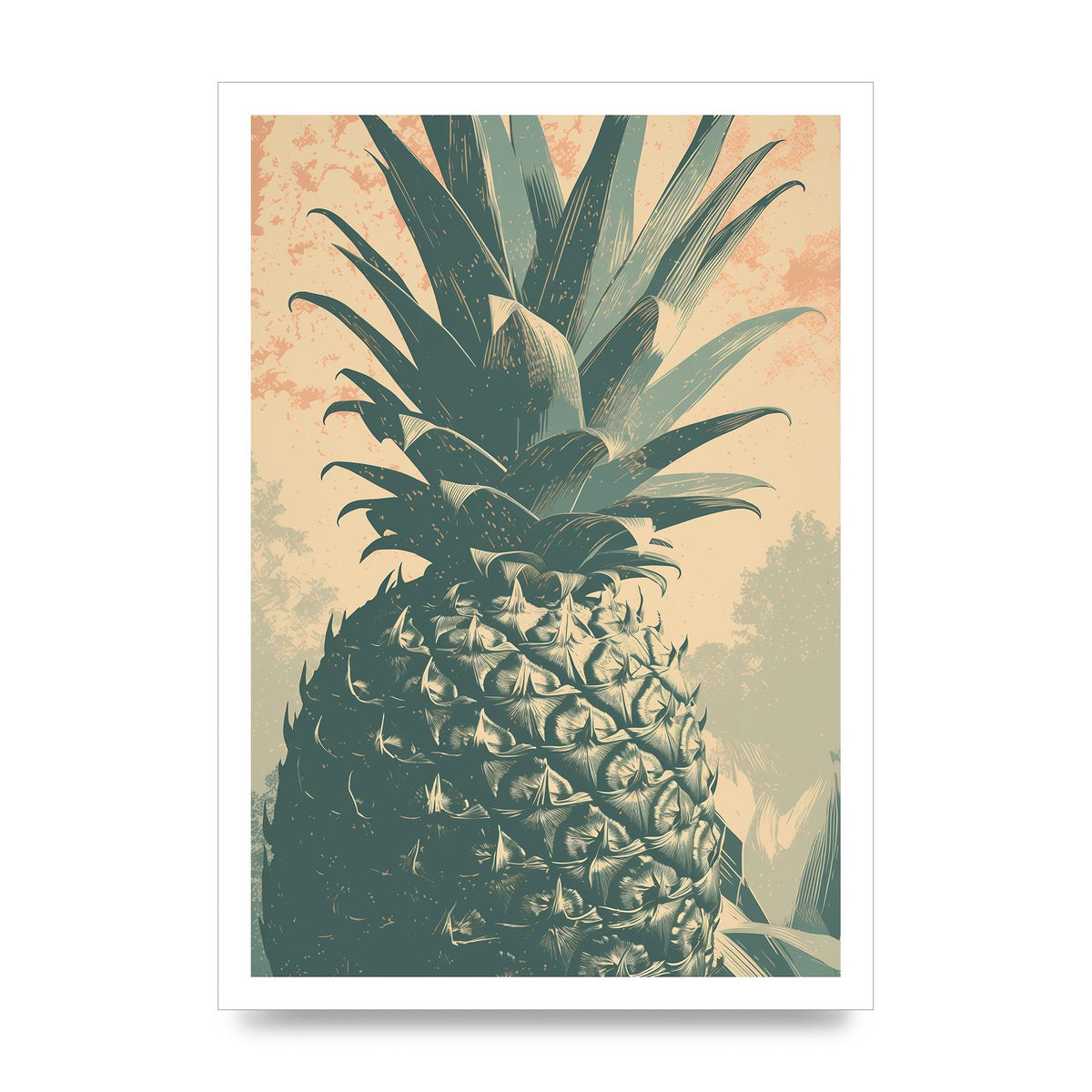 Pineapple Risograph with Woodblock Patterns