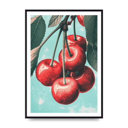 Cherry Bunch in Minimalist Risograph