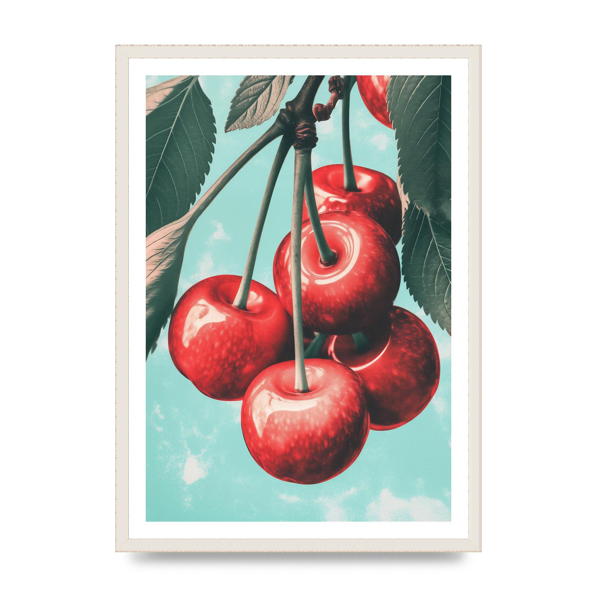 Cherry Bunch in Minimalist Risograph