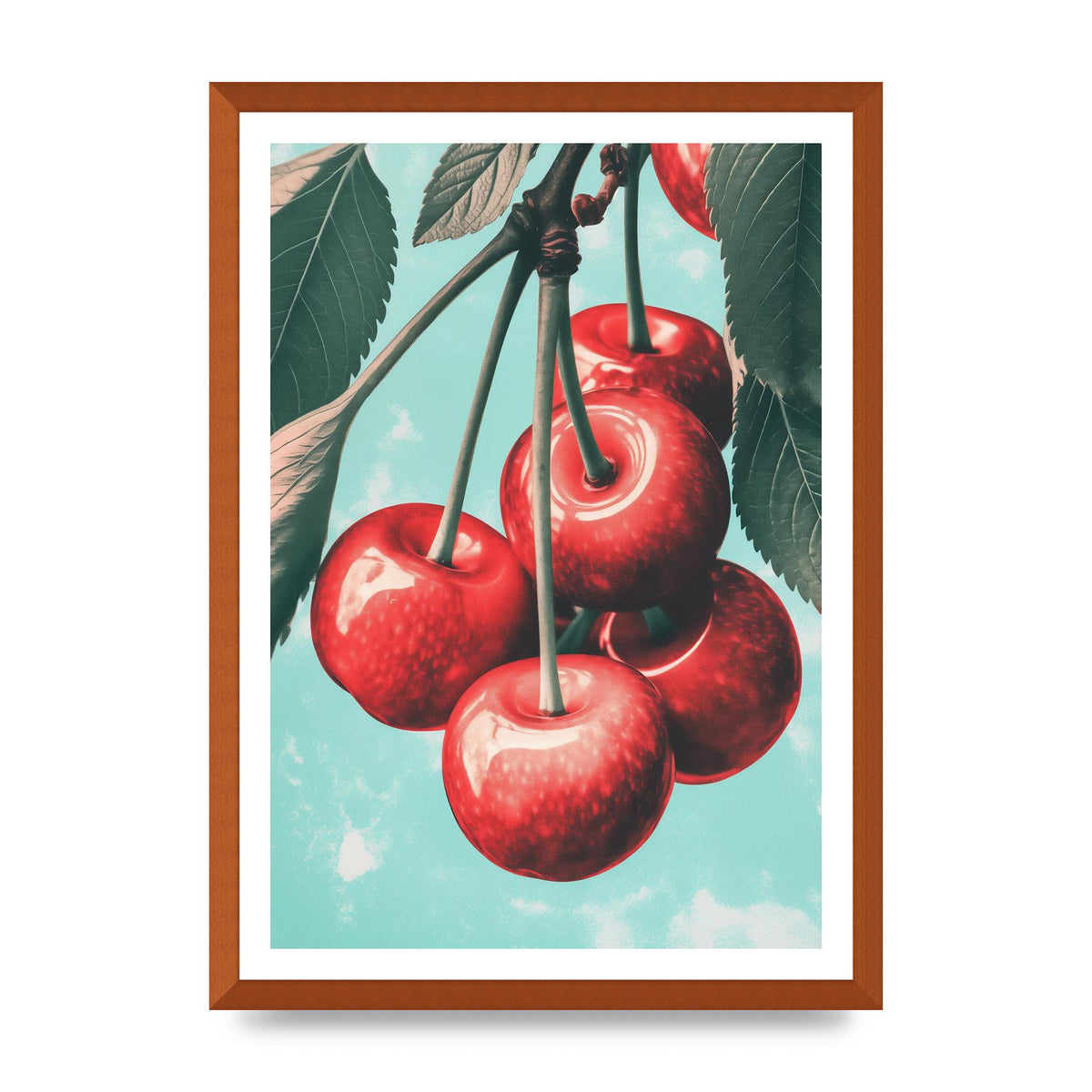 Cherry Bunch in Minimalist Risograph
