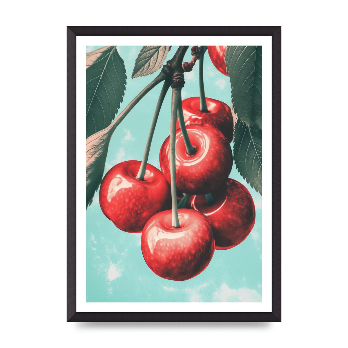 Cherry Bunch in Minimalist Risograph