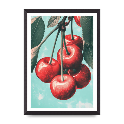 Cherry Bunch in Minimalist Risograph