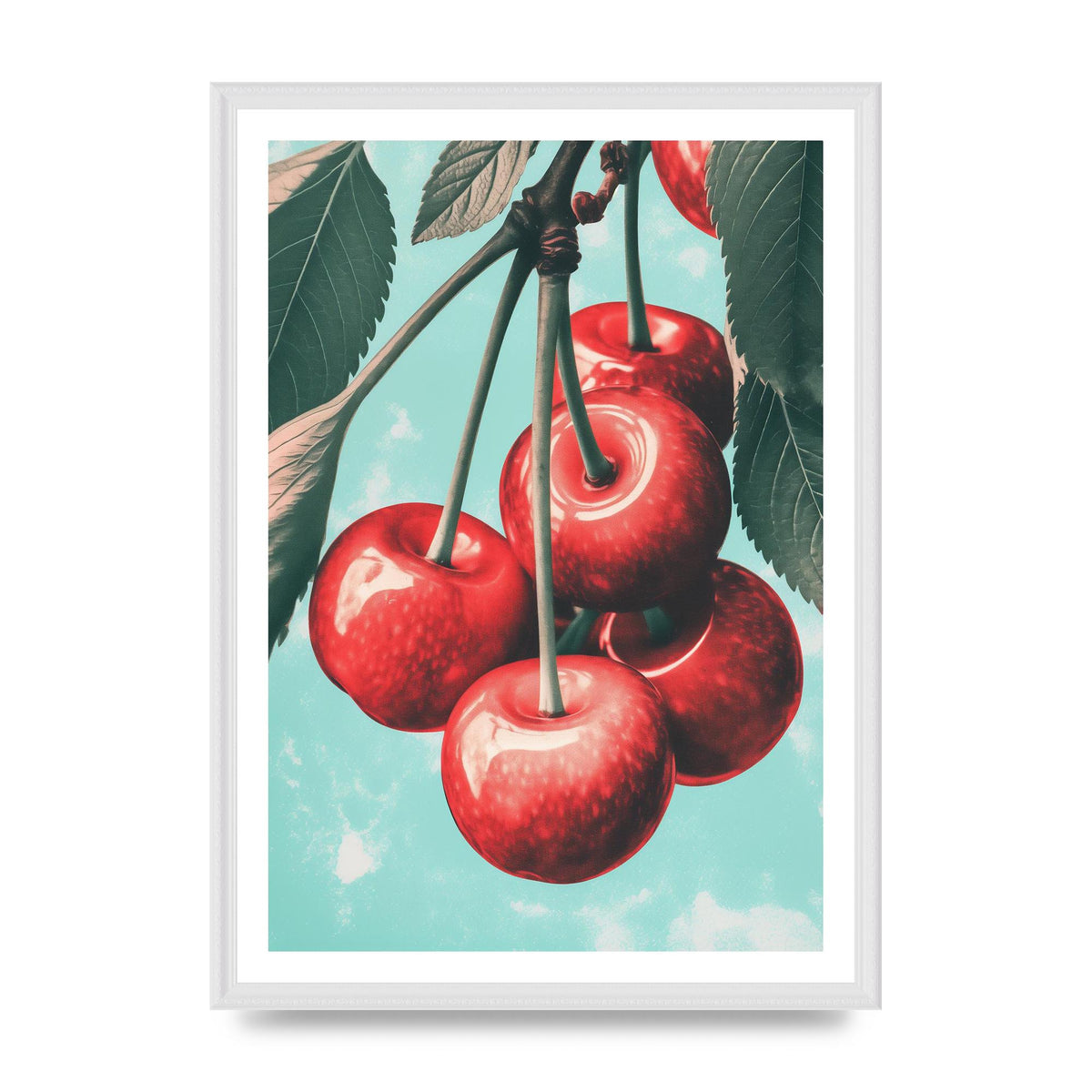 Cherry Bunch in Minimalist Risograph