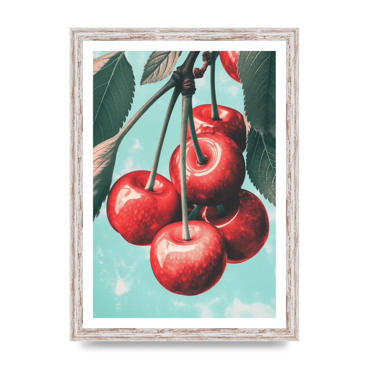Cherry Bunch in Minimalist Risograph
