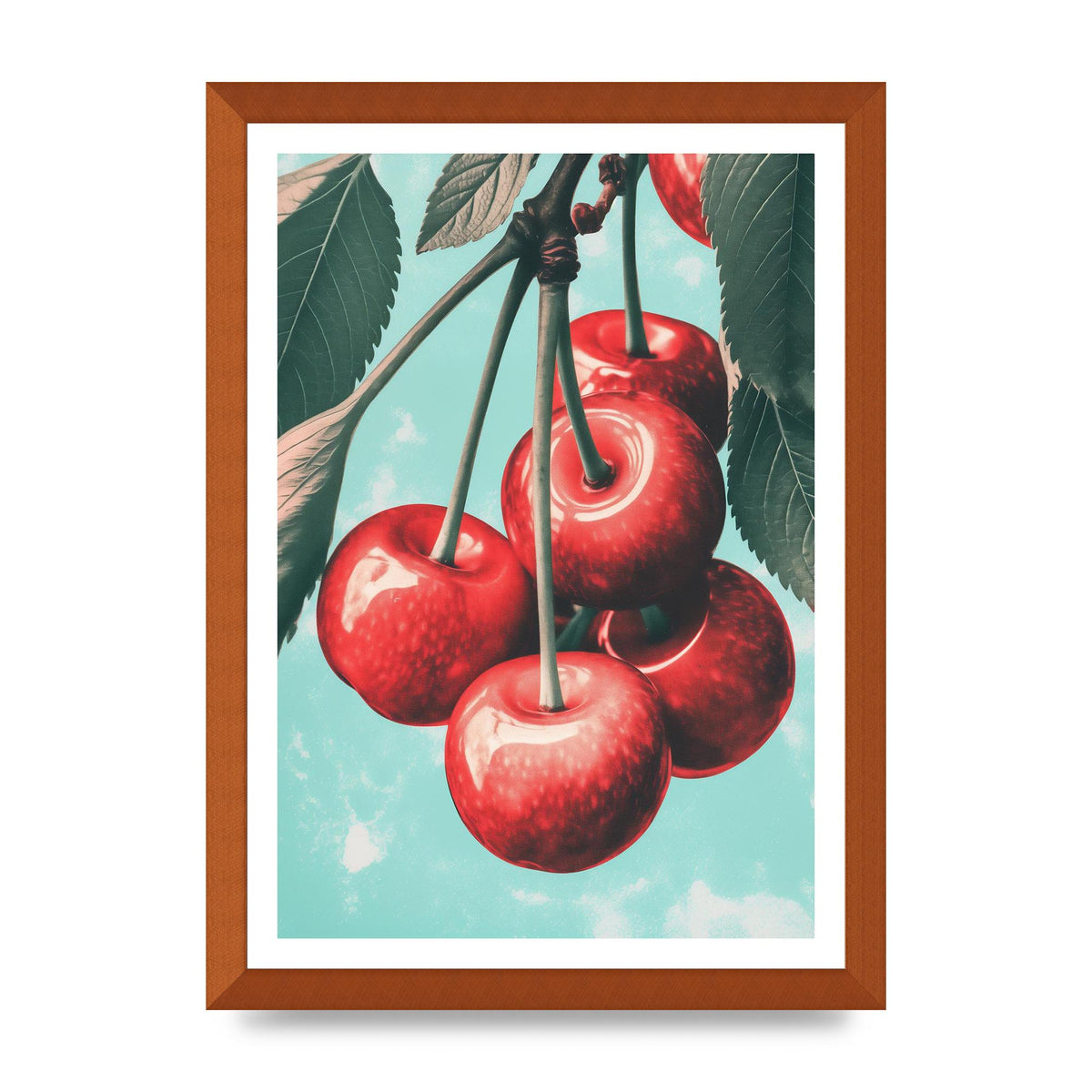 Cherry Bunch in Minimalist Risograph